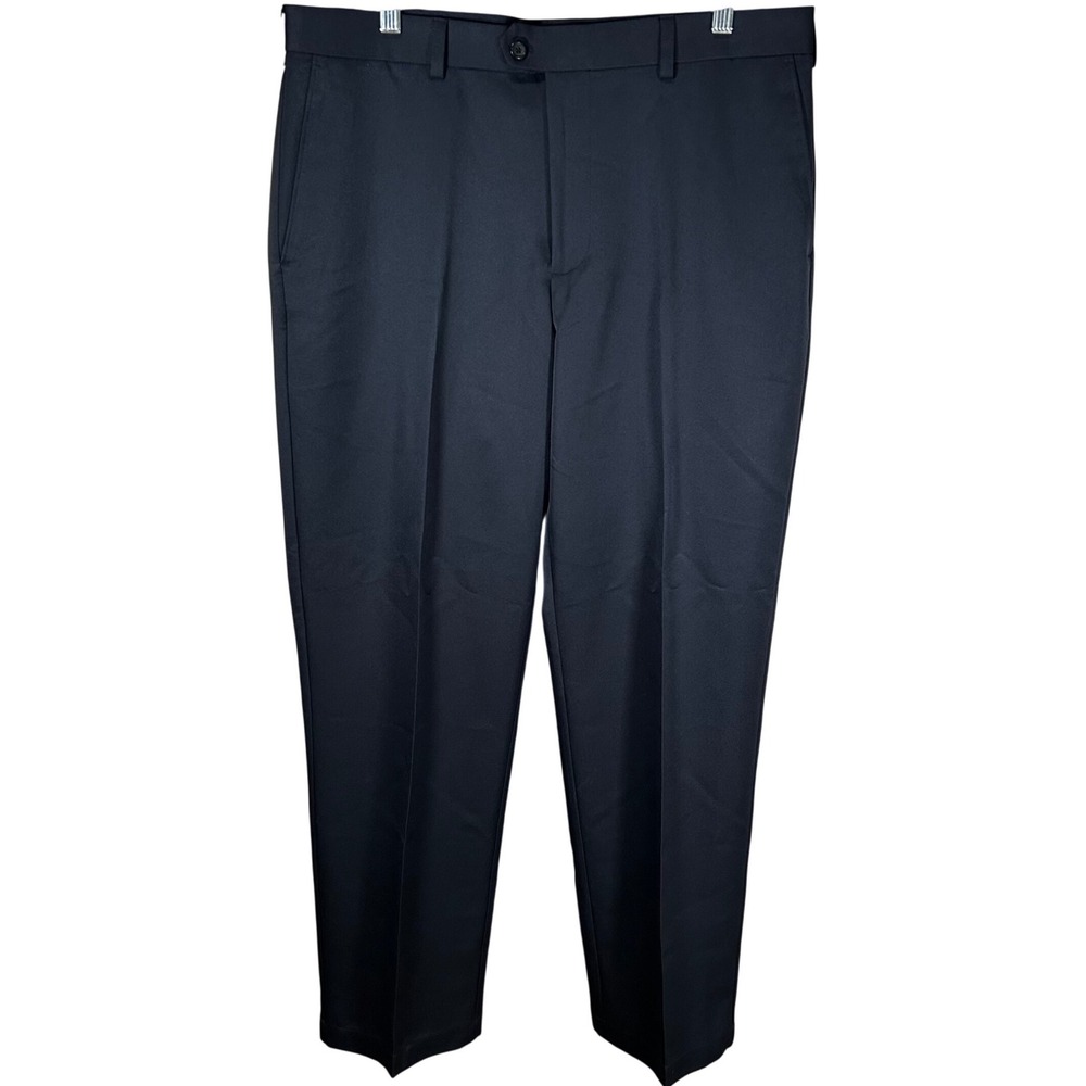 IZOD Golf Mens 36x32 Navy Blue Performance Flat Front Straight‎ Leg Pants